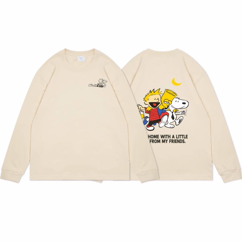 画像2: unisex The Simpsons & Snoopy & Printed Long Sleeve T-Shirt　シンプソンズ＆ スヌーピー＆プリント長袖Tシャツプリント ユニセックス 男女兼用 (2)