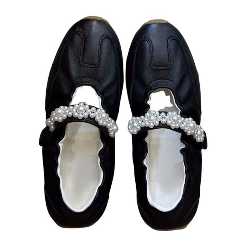 画像6: Women's Leather pearl velcro ballerina style sneakers　 レザーパールベルクロバレリーナシューズスタイルスニーカーシューズ (6)