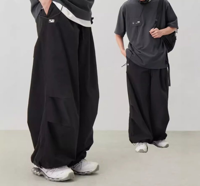 画像3: Unisex Quick-drying loose parachute pants  男女兼用 韓国 ユニセックス クイックドライパラシュートルーズパンツパンツ ヒップホップ ストリートダンス カジュアル  (3)