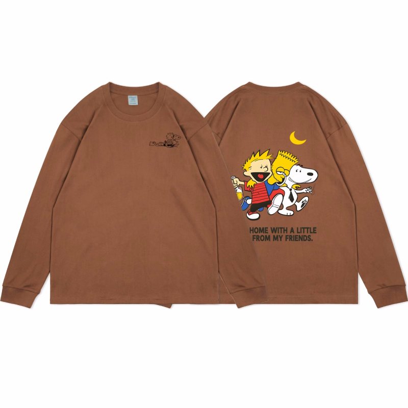 画像5: unisex The Simpsons & Snoopy & Printed Long Sleeve T-Shirt　シンプソンズ＆ スヌーピー＆プリント長袖Tシャツプリント ユニセックス 男女兼用 (5)
