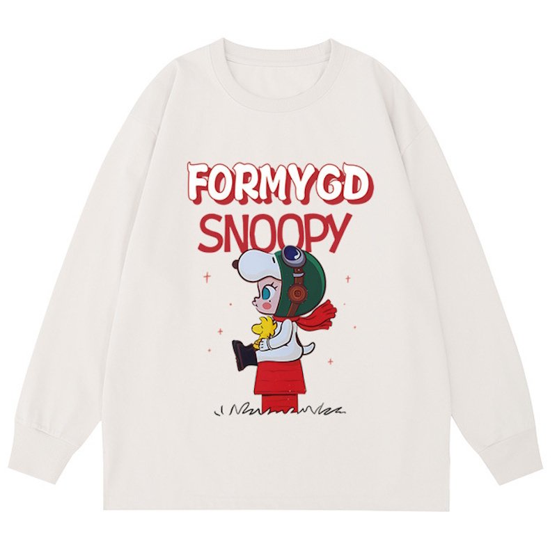 画像2: Heavy double yarn Snoopy Girl & Woodstock print long sleeveT-shirt  ヘビーダブルヤーンスヌーピーガール&ウッドストックプリント長袖Tシャツ (2)