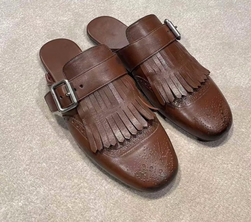 画像9: Women’s British Shuffle Fringed Leather Mule Half Slippers  Shoes  　シャッフル フリンジ付 レザー ミュールハーフスリッパ パンプス (9)