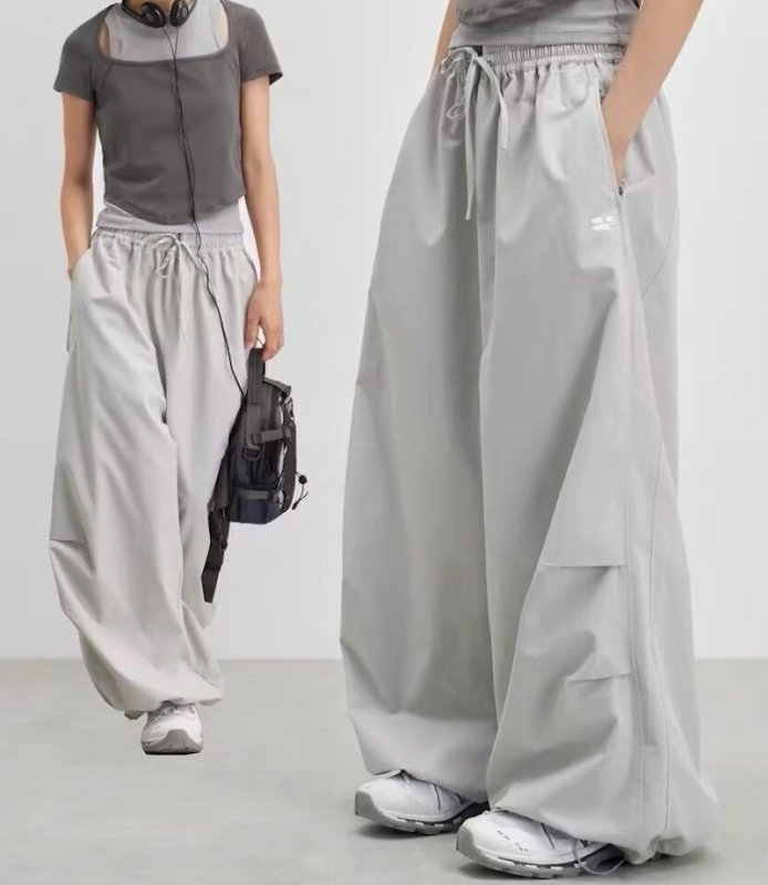 画像5: Unisex Quick-drying loose parachute pants  男女兼用 韓国 ユニセックス クイックドライパラシュートルーズパンツパンツ ヒップホップ ストリートダンス カジュアル  (5)