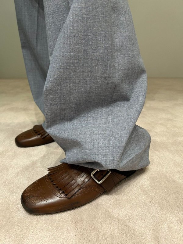 画像7: Women’s British Shuffle Fringed Leather Mule Half Slippers  Shoes  　シャッフル フリンジ付 レザー ミュールハーフスリッパ パンプス (7)