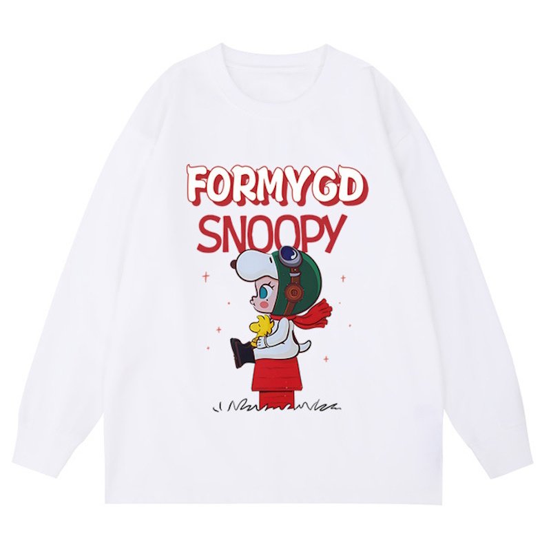 画像1: Heavy double yarn Snoopy Girl & Woodstock print long sleeveT-shirt  ヘビーダブルヤーンスヌーピーガール＆ウッドストックプリント長袖Tシャツ (1)