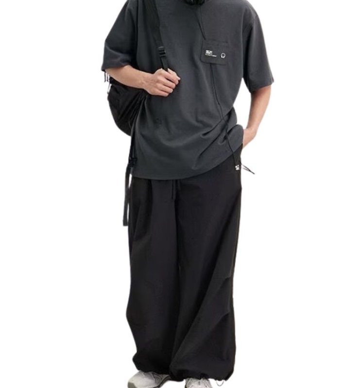 画像10: Unisex Quick-drying loose parachute pants  男女兼用 韓国 ユニセックス クイックドライパラシュートルーズパンツパンツ ヒップホップ ストリートダンス カジュアル  (10)