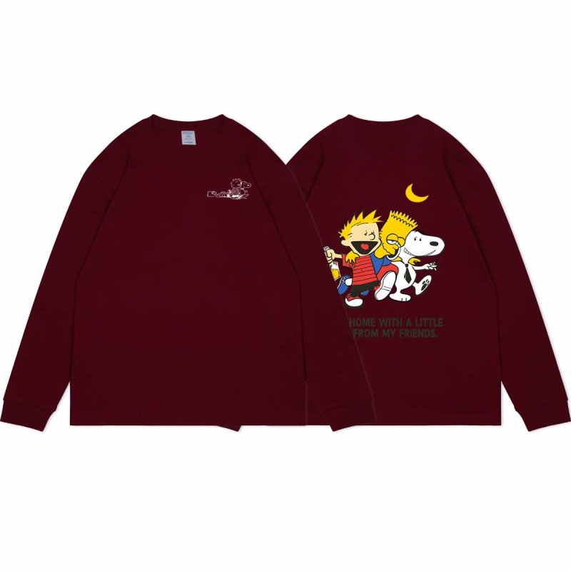 画像6: unisex The Simpsons & Snoopy & Printed Long Sleeve T-Shirt　シンプソンズ＆ スヌーピー＆プリント長袖Tシャツプリント ユニセックス 男女兼用 (6)