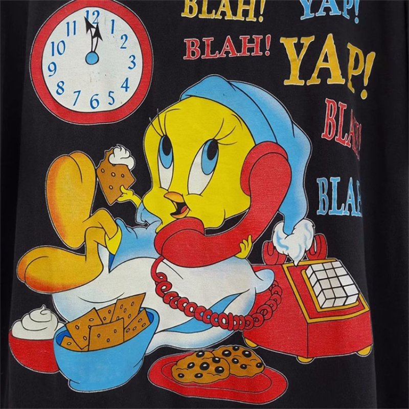 画像2: unisex Tweety Vintage Style Print Short Sleeve T-Shirt　トゥイーティーヴィンテージスタイルプリントラウンドネック Tシャツ ユニセックス 男女兼用 (2)