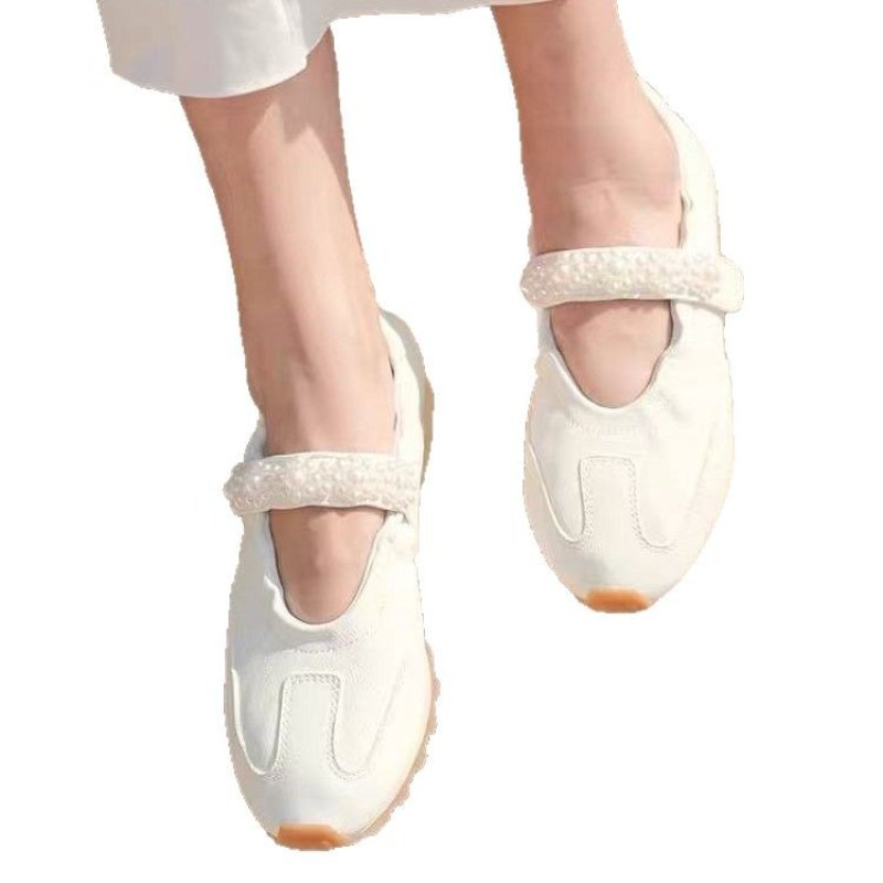 画像13: Women's Leather pearl velcro ballerina style sneakers　 レザーパールベルクロバレリーナシューズスタイルスニーカーシューズ (13)