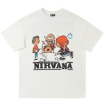 画像1: SALE セール Nirvana x Snoopy Print Round Neck T-Shirt ニルヴァーナ×スヌーピー プリントラウンドネック Tシャツ ユニセックス 男女兼用 古着風 ヴィンテージ風 バンドT (1)