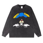 画像1: Unisex Upside down mickey &  goofy print Crew Neck vintage sweatshirt Pullover ユニセックス 男女兼用 逆さま ミッキー グーフィー 古着風 プリントスウェット トレーナー (1)