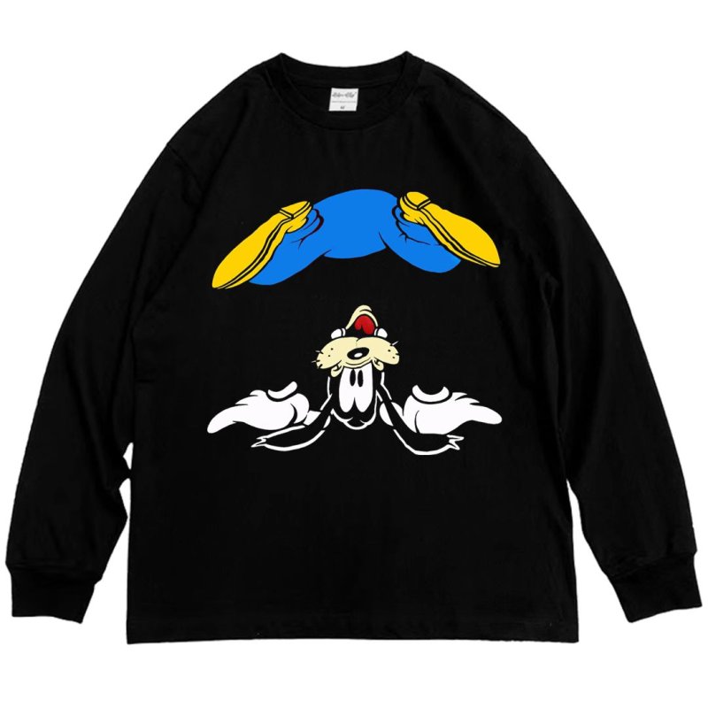 画像2: Unisex Upside down mickey &  goofy print Crew Neck vintage sweatshirt Pullover ユニセックス 男女兼用 逆さま ミッキー グーフィー 古着風 プリントスウェット トレーナー (2)