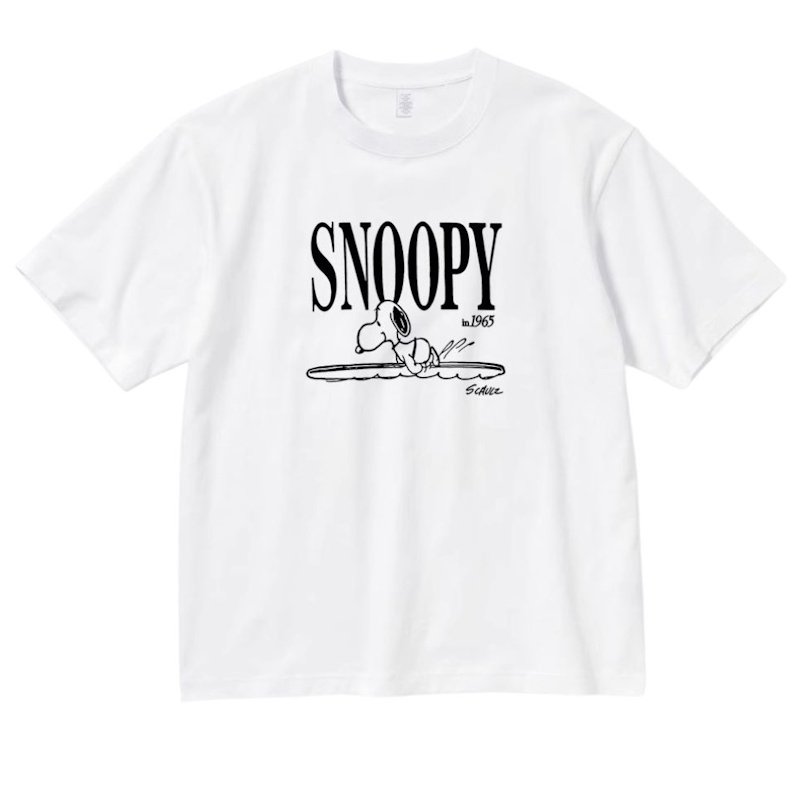 画像1: Surfboard x Snoopy Print Round Neck T-Shirt　サーフボード×スヌーピー プリントラウンドネック Tシャツ ユニセックス 男女兼用 (1)