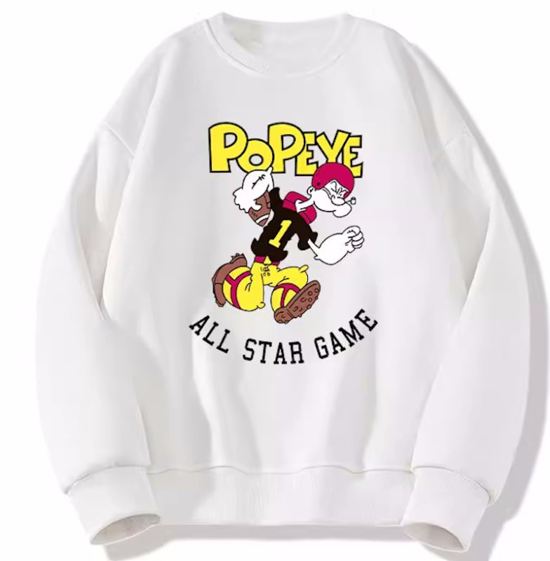 画像1: Unisex American Football Popeye print Crew Neck vintage sweatshirt Pullover ユニセックス 男女兼用 アメリカンフットボールポパイプリントスウェット トレーナー (1)