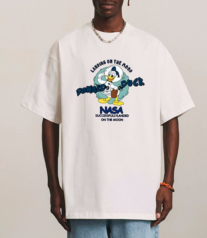 画像12: unisex nasa×donald duck Print Short Sleeve T-Shirt ナサ×ドナルドダックプリントラウンドネック Tシャツ ユニセックス 男女兼用 (12)