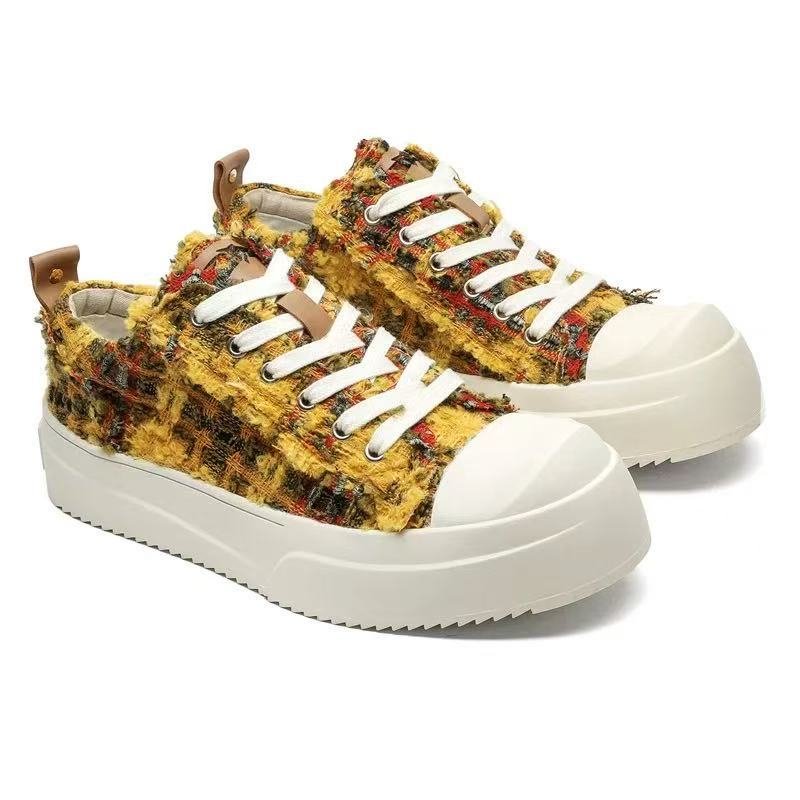 画像5: Unisex thick sole tweed lace-up sneakers  ユニセックス 男女兼用 ツイードレースアップ厚底スニーカー   (5)