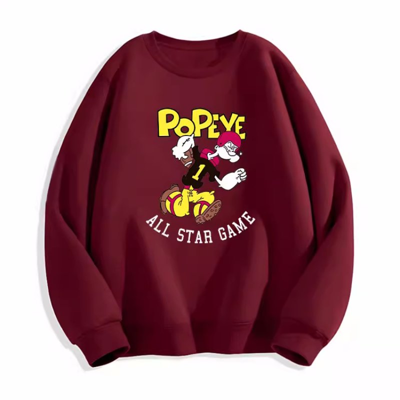 画像3: Unisex American Football Popeye print Crew Neck vintage sweatshirt Pullover ユニセックス 男女兼用 アメリカンフットボールポパイプリントスウェット トレーナー (3)