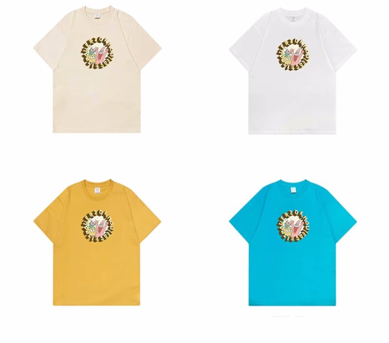 画像10: unisexCircle Spongebob Friends  Print Short Sleeve T-Shirt サークルスポンジボブ&フレンズプリントラウンドネック Tシャツ ユニセックス 男女兼用 (10)