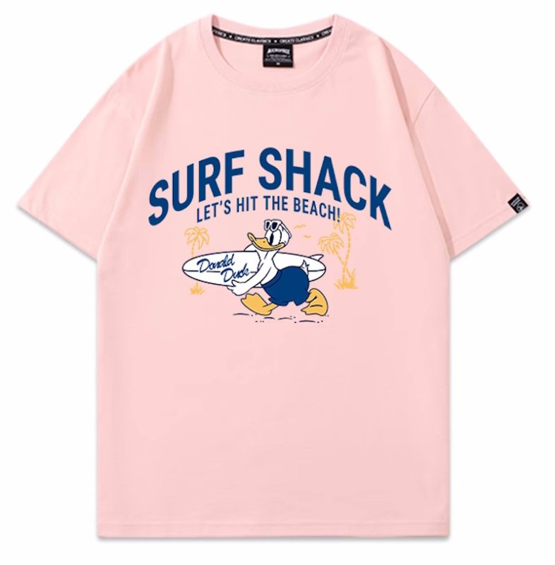 画像8: unisex surfer donald duck Print Short Sleeve T-Shirt　サーファードナルドダックプリントラウンドネック Tシャツ ユニセックス 男女兼用 (8)