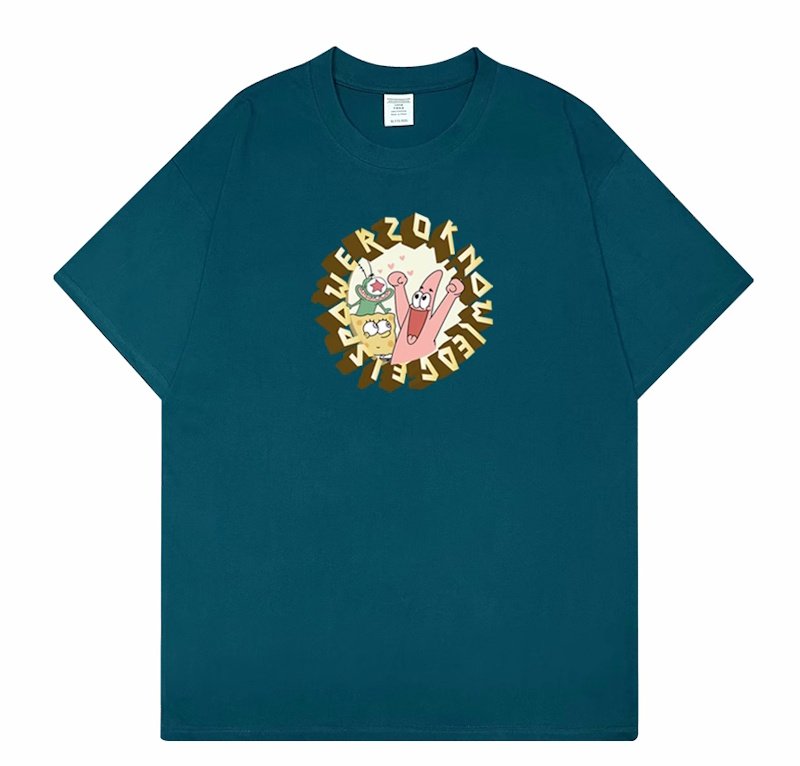 画像6: unisexCircle Spongebob Friends  Print Short Sleeve T-Shirt サークルスポンジボブ&フレンズプリントラウンドネック Tシャツ ユニセックス 男女兼用 (6)