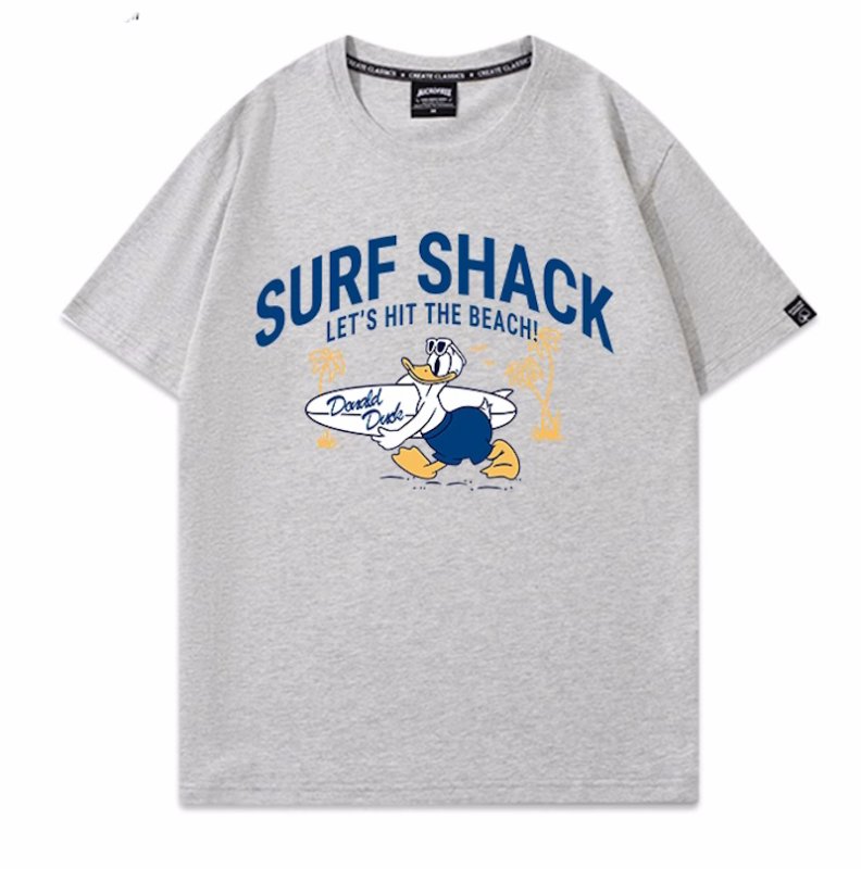 画像6: unisex surfer donald duck Print Short Sleeve T-Shirt　サーファードナルドダックプリントラウンドネック Tシャツ ユニセックス 男女兼用 (6)