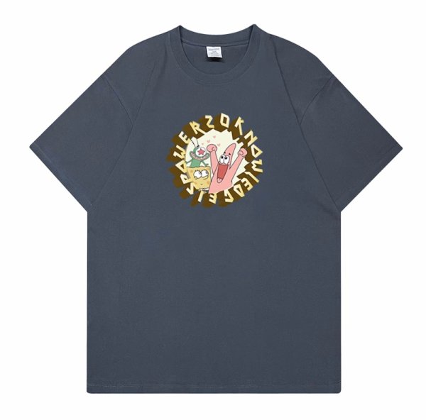 画像7: unisexCircle Spongebob Friends  Print Short Sleeve T-Shirt　サークルスポンジボブ＆フレンズプリントラウンドネック Tシャツ ユニセックス 男女兼用 (7)