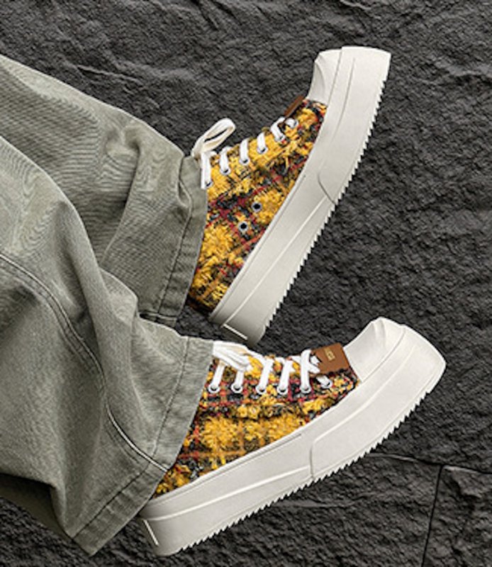 画像9: Unisex thick sole tweed lace-up sneakers  ユニセックス 男女兼用 ツイードレースアップ厚底スニーカー   (9)