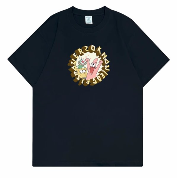 画像2: unisexCircle Spongebob Friends  Print Short Sleeve T-Shirt　サークルスポンジボブ＆フレンズプリントラウンドネック Tシャツ ユニセックス 男女兼用 (2)
