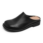画像1: Leather Lazy One Step half slippers sandals レザーワンステッププラットフォームハーフ サンダルスリッパユニセックス男女兼用 (1)