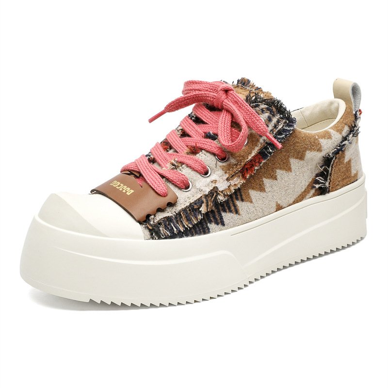 画像3: Unisex thick sole tweed lace-up sneakers  ユニセックス 男女兼用 ツイードレースアップ厚底スニーカー   (3)