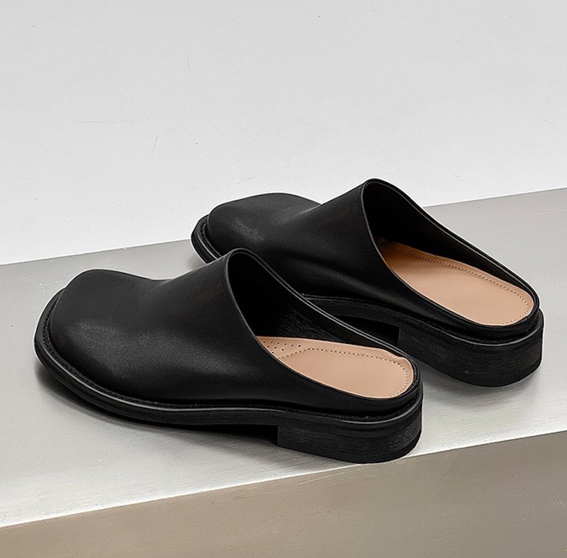 画像4: Leather Lazy One Step half slippers sandals レザーワンステッププラットフォームハーフ サンダルスリッパユニセックス男女兼用 (4)