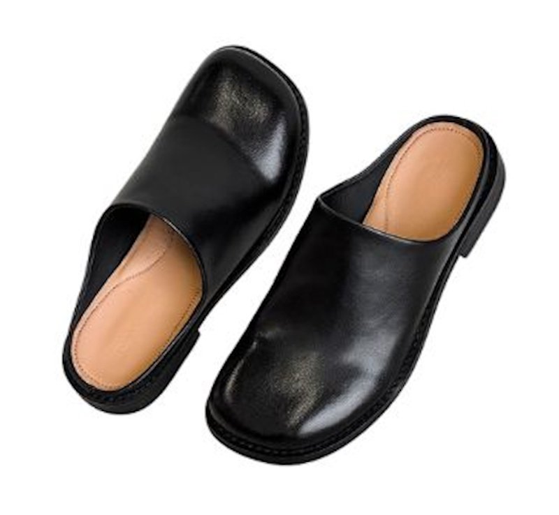 画像2: Leather Lazy One Step half slippers sandals レザーワンステッププラットフォームハーフ サンダルスリッパユニセックス男女兼用 (2)