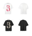 画像4: unisex Transformed Number 3 Vintage Style Washed Short Sleeve T-Shirt  　変形ナンバー３プリントヴィンテージスタイウォッシュド半袖ラウンドネック Tシャツ ユニセックス 男女兼用 (4)