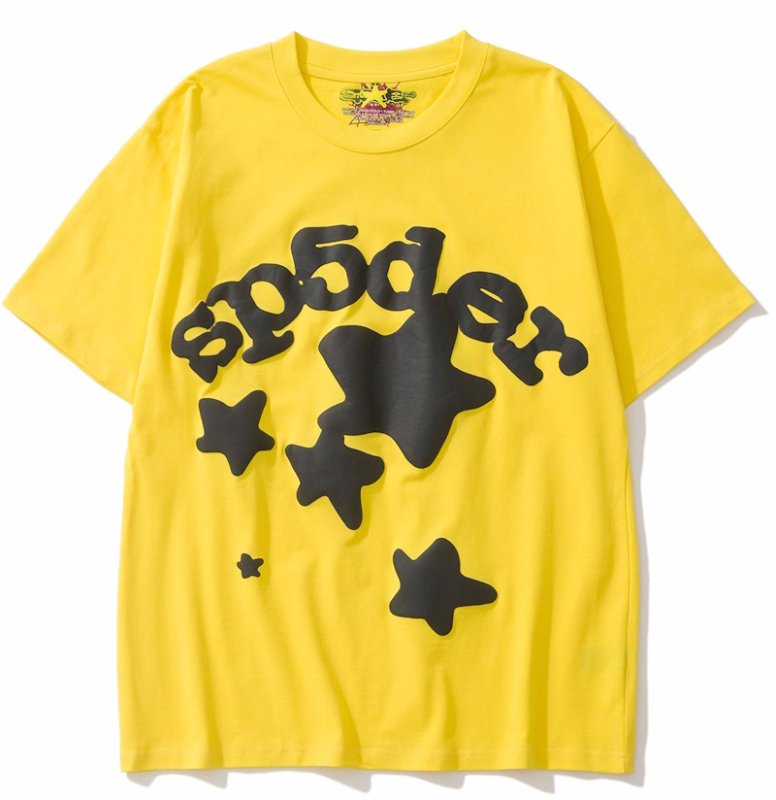 画像1: unisex Sp5der Star Print  Short Sleeve T-Shirt　Sp5der星スタープリントラウンドネック Tシャツ ユニセックス 男女兼用 (1)