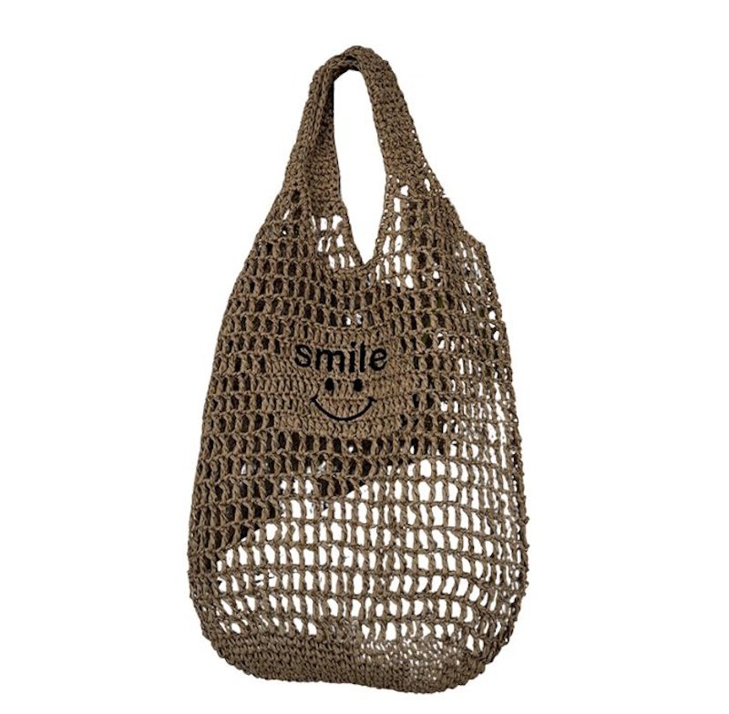 画像8: Smiley Face Straw Tote Shoulder Underarm Bag　スマイルファイスストロー網トートショルダーアンダーアームかごバッグ (8)