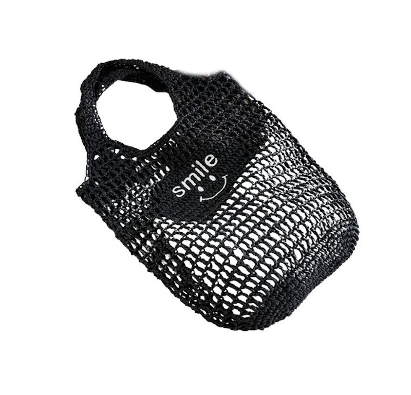 画像6: Smiley Face Straw Tote Shoulder Underarm Bag　スマイルファイスストロー網トートショルダーアンダーアームかごバッグ (6)