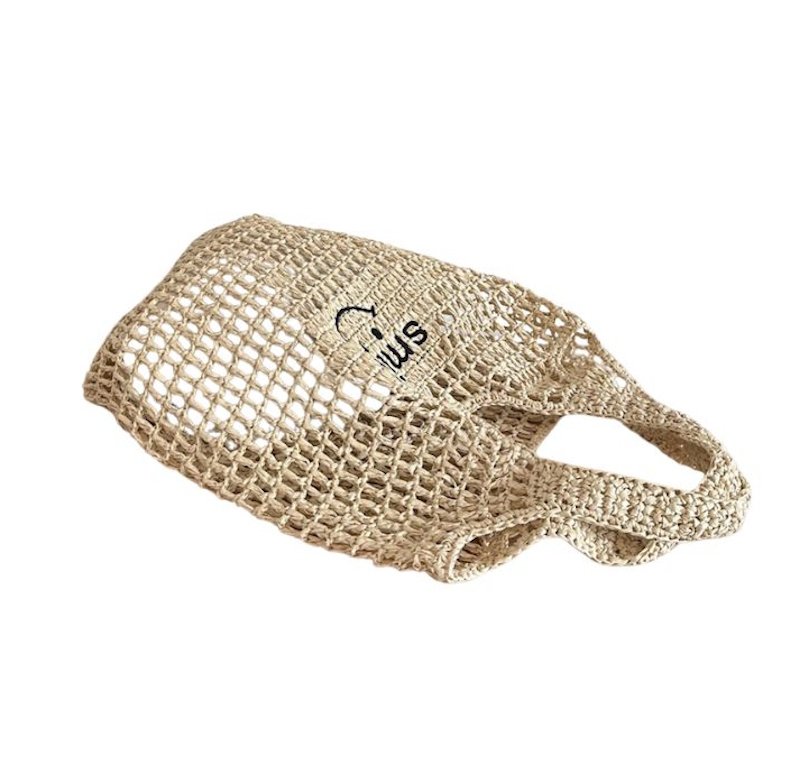 画像5: Smiley Face Straw Tote Shoulder Underarm Bag　スマイルファイスストロー網トートショルダーアンダーアームかごバッグ (5)