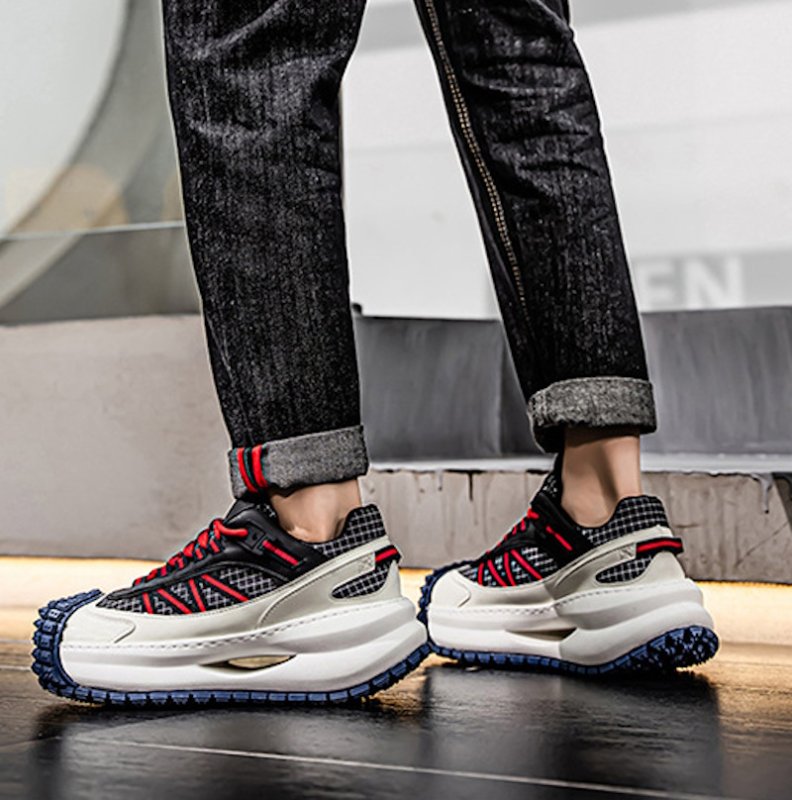 画像10: UnisexThick sole bicolor breathable lace-up sneakers 　 ユニセックス 男女兼用  厚底バイカラーブリーザブルレースアップスニーカー (10)