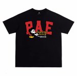 画像1: unisex PAWCEE American Retro Mickey Mouse Characters Short Sleeve T-Shirt  　アメリカンレトロミッキー文字レターロゴプリント半袖ラウンドネック Tシャツ ユニセックス 男女兼用 (1)