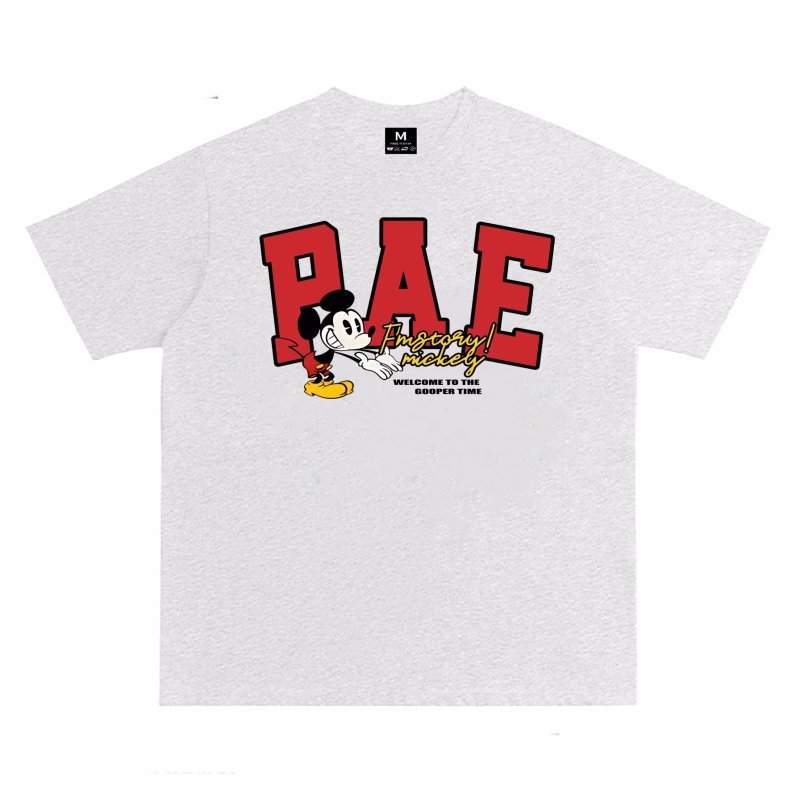 画像3: unisex PAWCEE American Retro Mickey Mouse Characters Short Sleeve T-Shirt  　アメリカンレトロミッキー文字レターロゴプリント半袖ラウンドネック Tシャツ ユニセックス 男女兼用 (3)