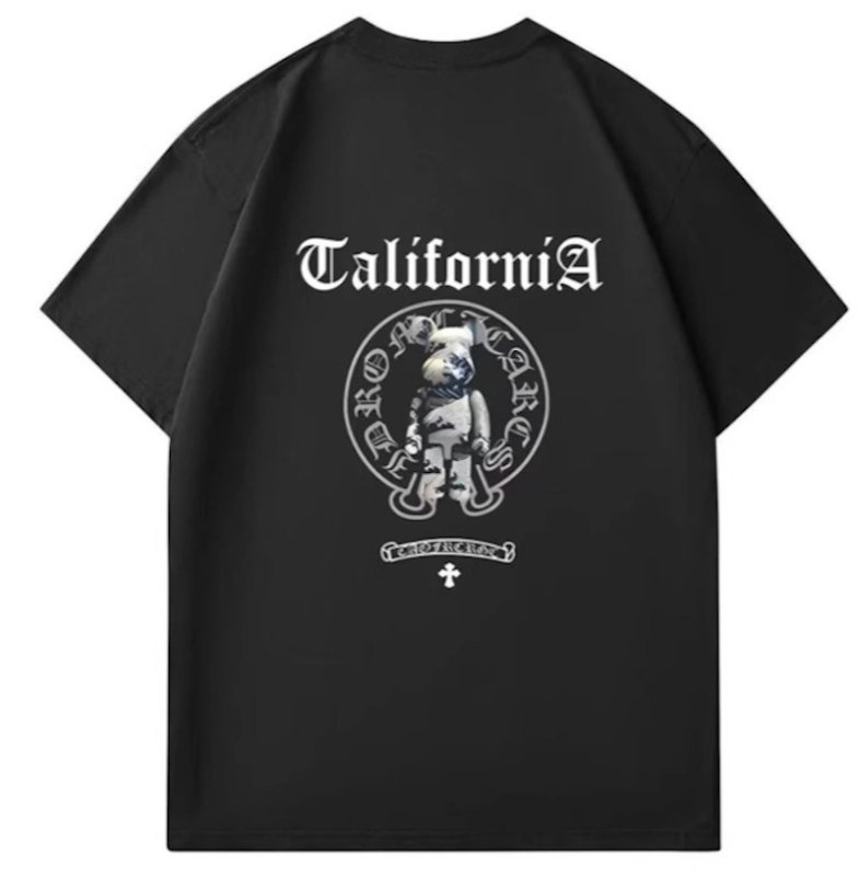 画像2: unisex California x Wave Pattern Bearbrick Short Sleeve T-Shirt  　カリフォルニア×ウェイブベアブリックプリント半袖ラウンドネック Tシャツ ユニセックス 男女兼用 (2)