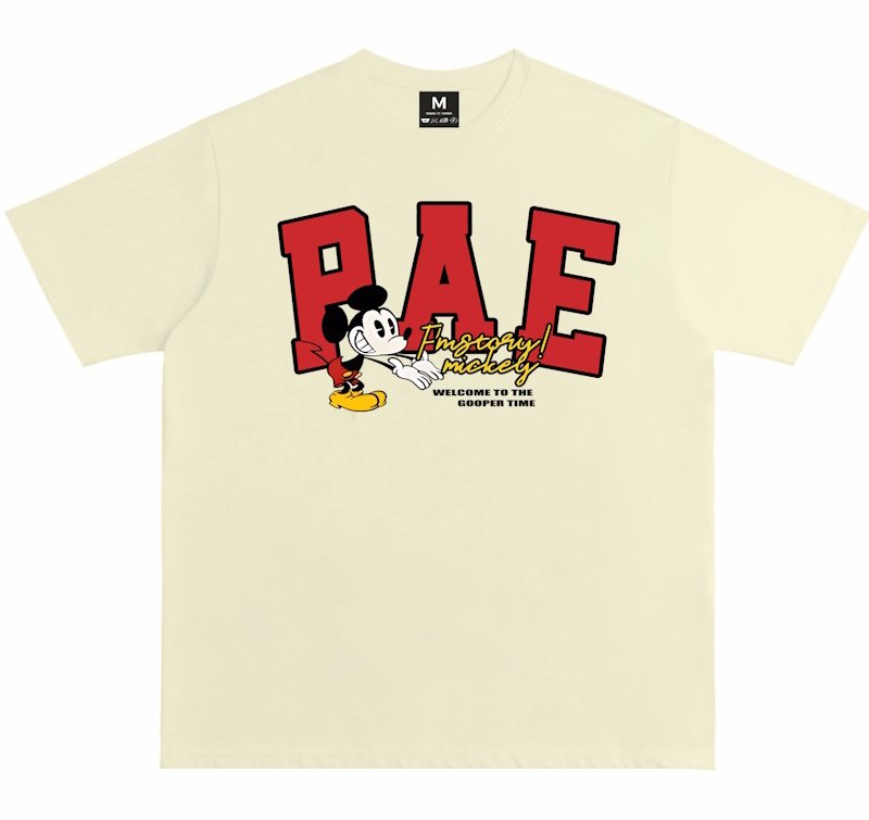 画像4: unisex PAWCEE American Retro Mickey Mouse Characters Short Sleeve T-Shirt  　アメリカンレトロミッキー文字レターロゴプリント半袖ラウンドネック Tシャツ ユニセックス 男女兼用 (4)
