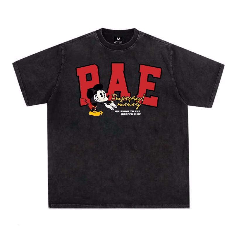 画像5: unisex PAWCEE American Retro Mickey Mouse Characters Short Sleeve T-Shirt  　アメリカンレトロミッキー文字レターロゴプリント半袖ラウンドネック Tシャツ ユニセックス 男女兼用 (5)