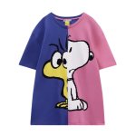 画像1: Snoopy & Woodstock asymmetry Short Sleeve T-shirt   スヌーピー＆ ウッドストック アシンメトリー  半袖Tシャツ (1)