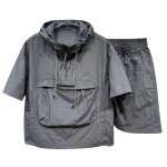 画像1: Quick-drying short-sleeve hoodie and short pants set jacket and Pants Set  半袖フーディ＆ショートパンツセットアップスーツセットアップ (1)