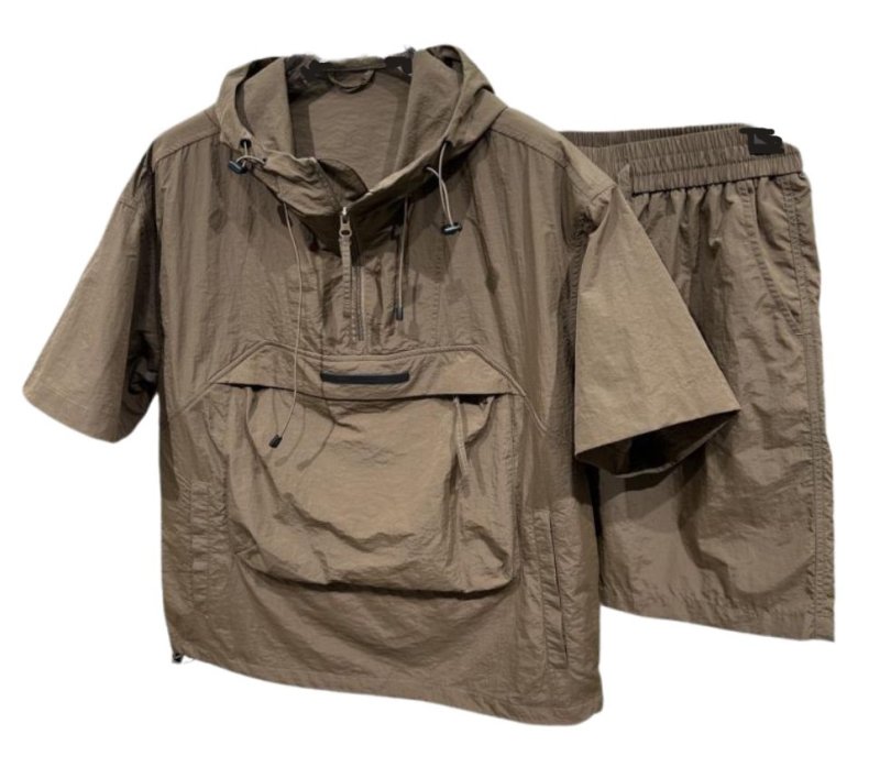 画像2: Quick-drying short-sleeve hoodie and short pants set jacket and Pants Set  半袖フーディ＆ショートパンツセットアップスーツセットアップ (2)