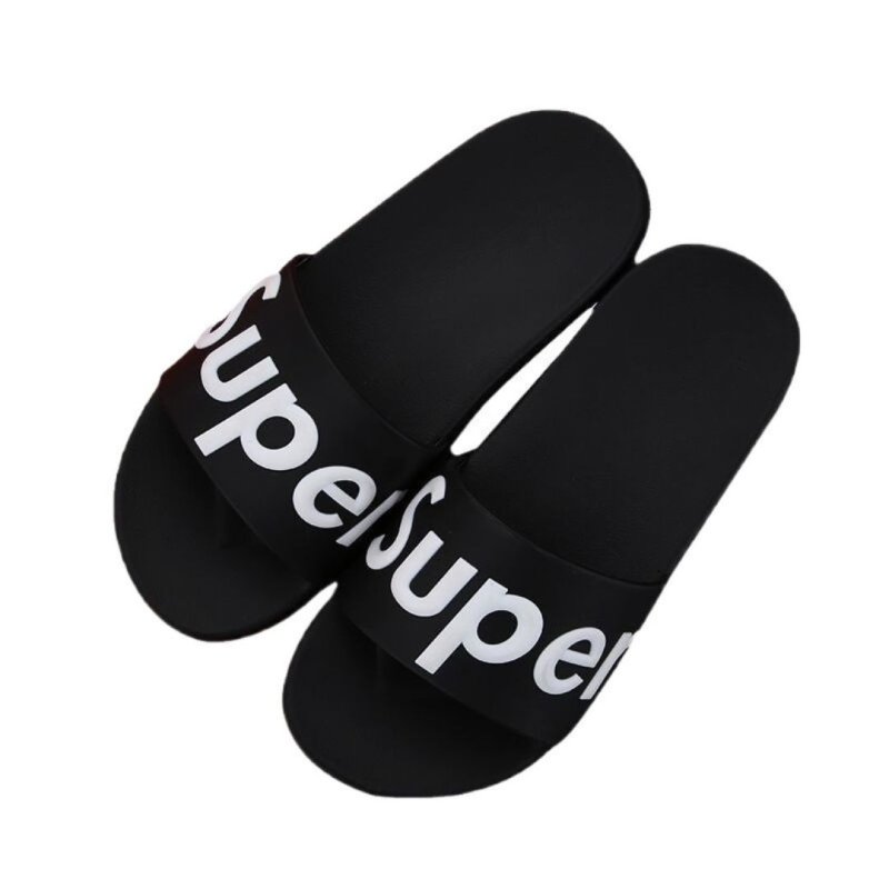 画像1: Unisex Black SUP Logo Flat Sandals  slippers  ユニセックス 男女兼用 SUPロゴ フリップ フロップサンダル シャワーサンダル ビーチサンダル　 (1)