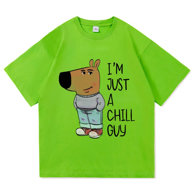画像8: unisex I'M JUST A CHILL GUY logo & fashionable hippopotamus & print Short Sleeve T-Shirt  ファッショナブルカバ ヒポポタマス＆プリント　プリント半袖ラウンドネック Tシャツ ユニセックス 男女兼用 (8)