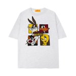 画像2: unisex Looney Tunes Bugs Bunny Box Embroidery Short Sleeve T-Shirt  ルーニーテューンズ .バックスバニーボックス 刺繍 半袖ラウンドネック Tシャツ ユニセックス 男女兼用 (2)