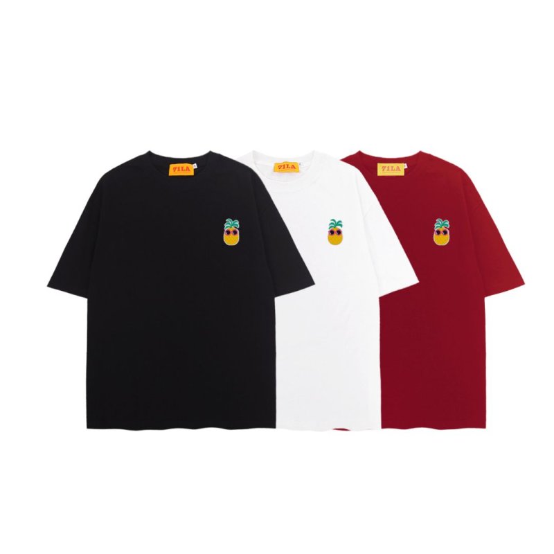画像4: unisex Pineapple glasses with embroidered accent Short Sleeve T-Shirt  　　パイナップルメガネ ワンポイント 刺繍 半袖ラウンドネック Tシャツ ユニセックス 男女兼用 (4)